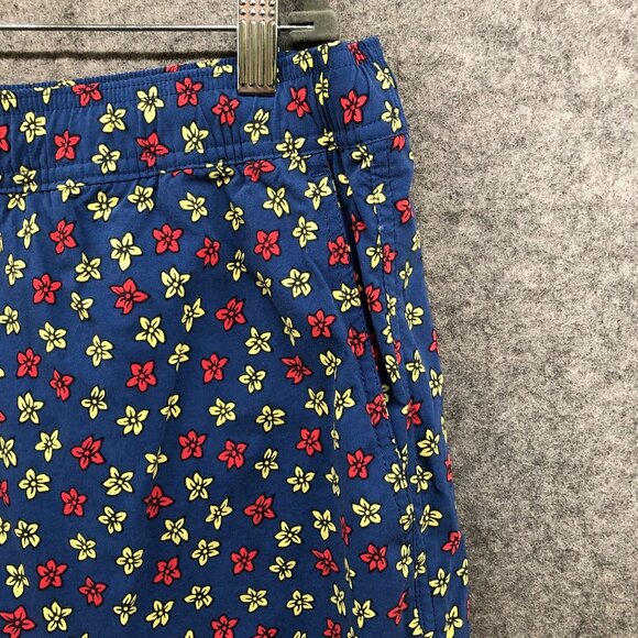 J. Crew 6'' Stretch Eco Swim Trunk Mens XL Jumping Flowers Blue Floral Lined - Picture 3 of 10